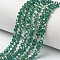 Electroplate Glass Beads Strands, Half Plated, Rainbow Plated, Faceted, Rondelle, Green, 4x3mm, Hole: 0.4mm, about 109~113pcs/strand, 38~39cm