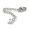 Brass Lobster Clasps & Ends with Chain, Cadmium Free & Nickel Free & Lead Free, Bowknot, Platinum, 70mm