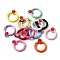 Spray Painted Alloy Spring Gate Rings, Ring with Strawberry, Mixed Color, 32.5x26.5x4mm