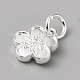 真鍮製チャーム  丸カン付き  銀  花  12x10x3mm  穴：4mm&nbsp;LS-FIND-WH0159-63S-14-2