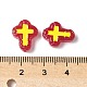 焼き絵の具、ガラス、エナメル、ビーズ  手描きのビーズ  クロス  ファイヤーブリック  14.5x11.5x4mm  穴：1mm&nbsp;BLOW-D300-06N-4