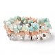 Chips Natural Rutilated Quartz & Flower Amazonite & Sunstone Beaded Stretch Bracelets Sets&nbsp;BJEW-JB05332-06-2